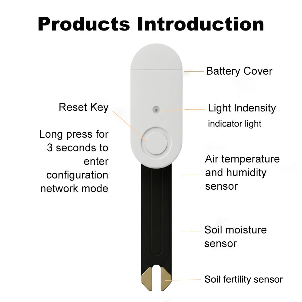 Zigbee 3.0 Smart Soil Tester Luminance Humidity Temperature Moisture Sensor für Gartenpflanzen für Z2M Home Assistant Zigbee2MQTT – Detail 11