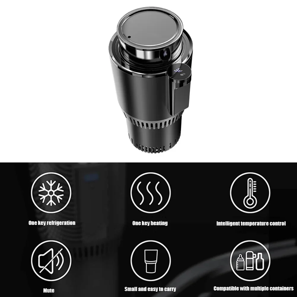 12V Car Office Cup Warmer Cooler with Temperature Display 2 In 1 Smart Beverage Mug Holder Cooling Drink Can Baby Bottle Warmer