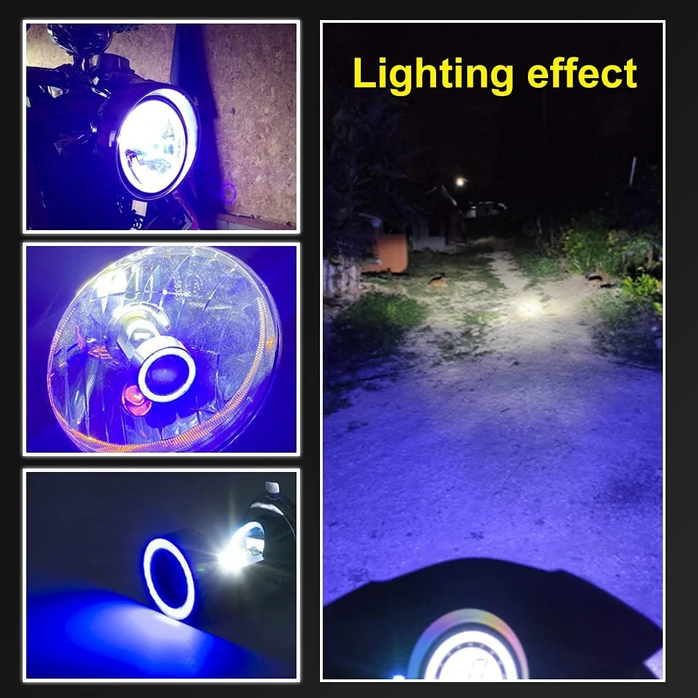 Bombilla de faro LED H4 para motocicleta, haz alto/bajo con ojo de Ángel, luz diurna, 25W, 3000LM, superbrillante, 6000K