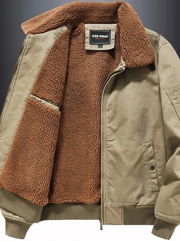 

Мужская зимняя хлопковая куртка с подкладкой из овечьего вельвета, утепленная, с воротником-стойкой, теплая, из чистого хлопка, моющаяся, модная, в городском стиле, с длинными рукавами