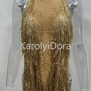 2021 نسائي متلألئ حجر الراين مهدب ملابس ملهى ليلي زي لامع زي الرقص قطعة واحدة ثياب المرحلة 2021 أفضل 6 مبيعا لملابس مغنية الحفلات الموسيقية - رقم 1