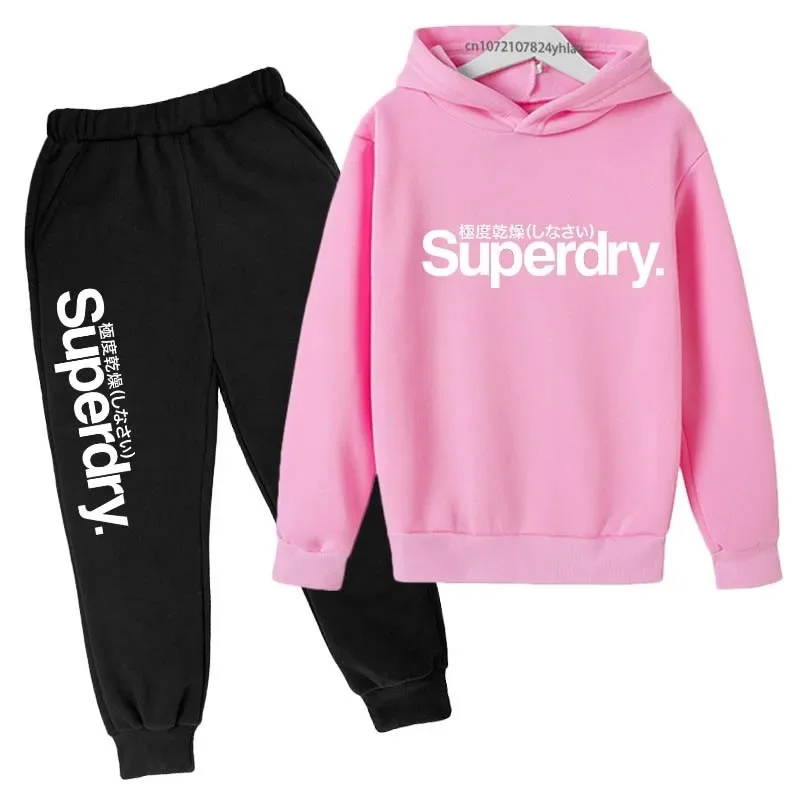 Anak-anak musim semi musim gugur kasual sederhana huruf cetak pullover hoodie jogging celana 2PCs tracksuit 2-13tahun anak laki-laki perempuan pakaian