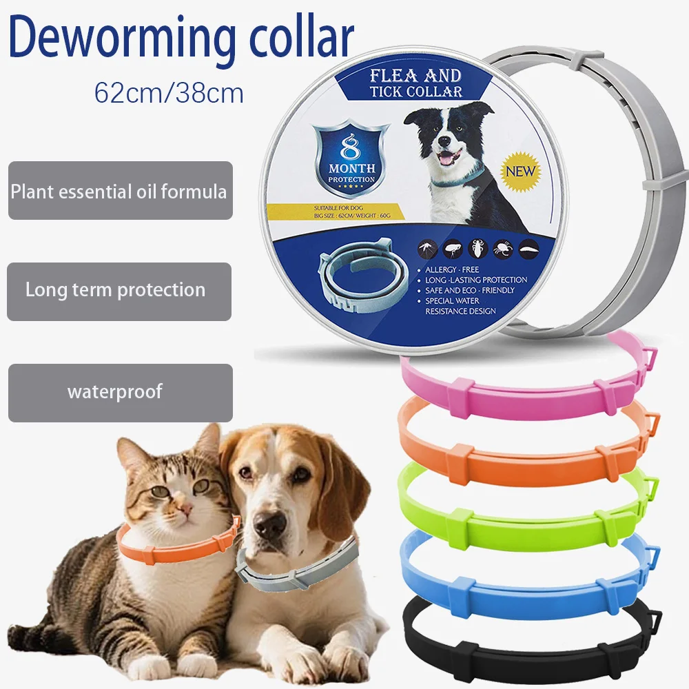 

Deworming calming collar for dog cat adjustable Fit Pet flea, tick, lice collar made of natural plants Waterproof