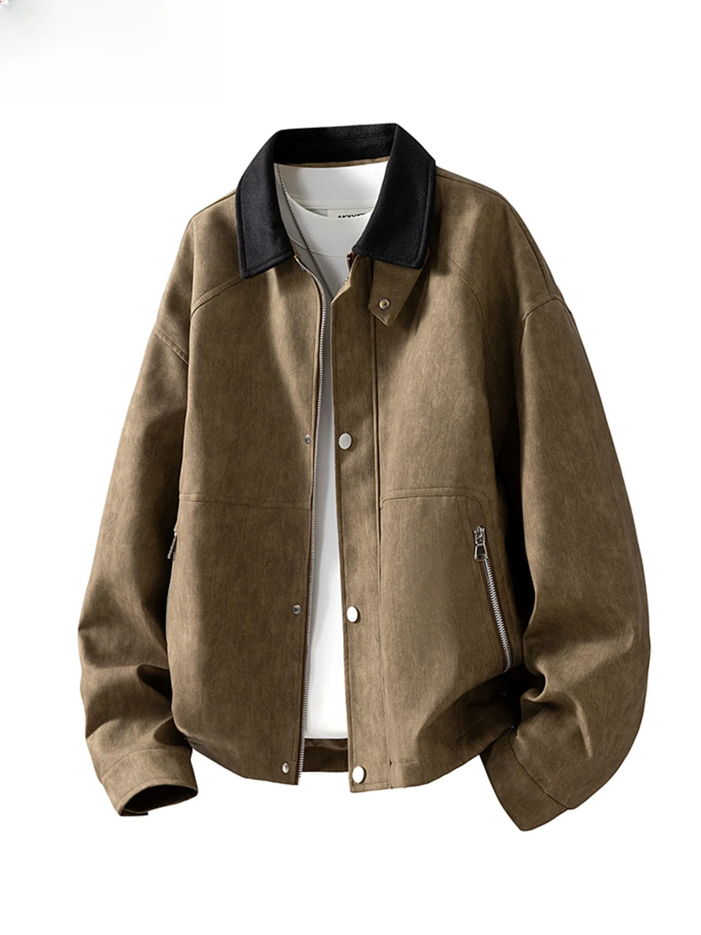 

Fall 2025 plus Size Men's PU Leather Jaet Motorcycle Sle Faionable Outerwear Casual Urban Sle Long Sve Zipper Closure