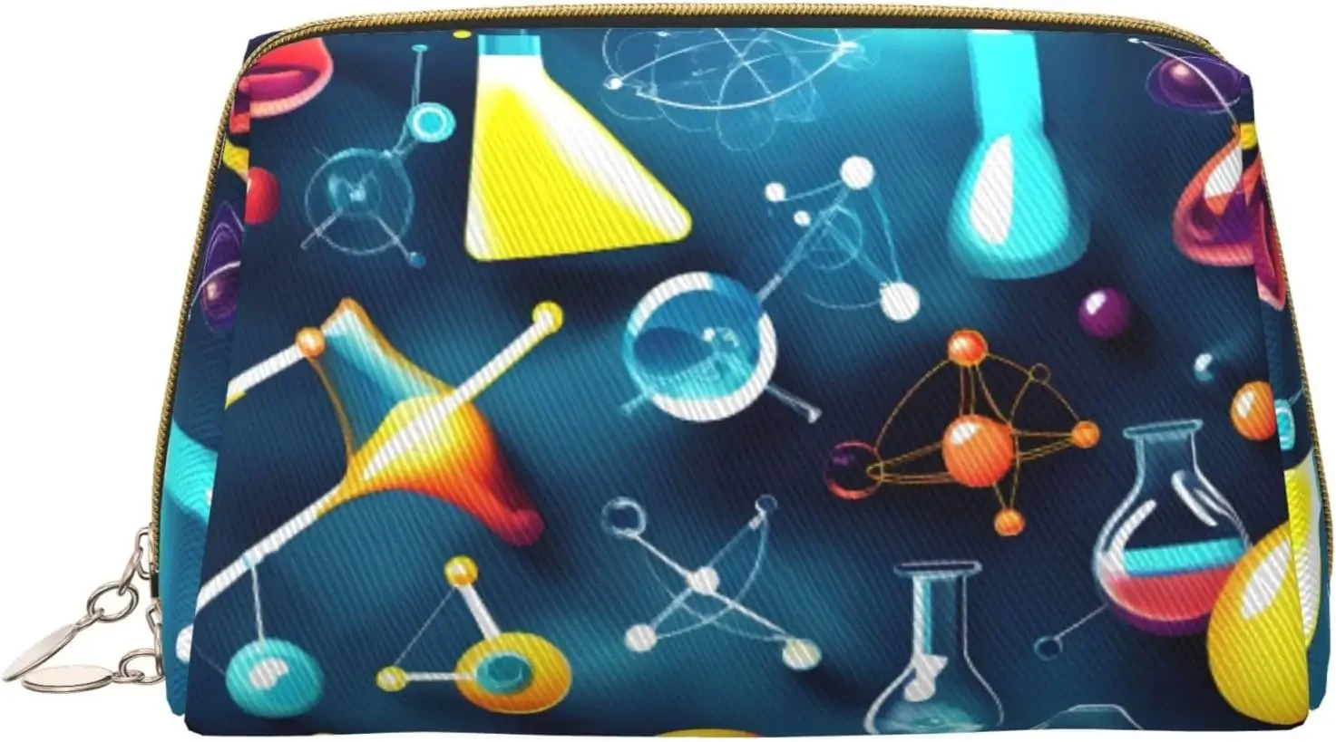 

Кожаная косметичка с абстрактным научным принтом и химией на молнии, косметичка, органайзер для путешествий, клатч для туалетных принадлежностей