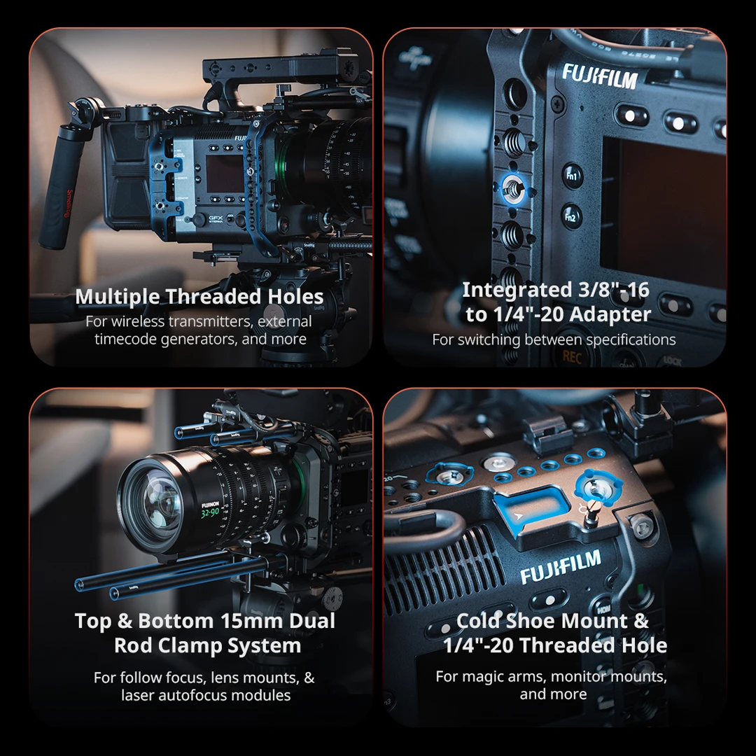 SmallRig Rig for Fujifilm GFX ETERNA 55, Top/Side Plates, Control Handle, Monitor Bracket, 15mm Rod Video Accessory 5341