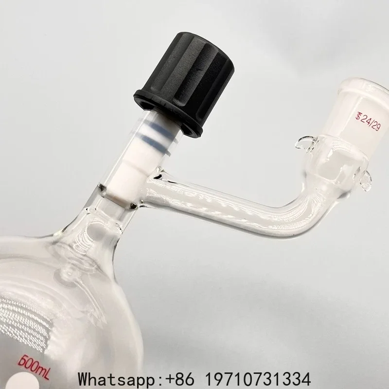 Solvent storage bottle Glass with side branch grinding mouth, PTFE all-inclusive high vacuum valve reaction tube reaction bottle