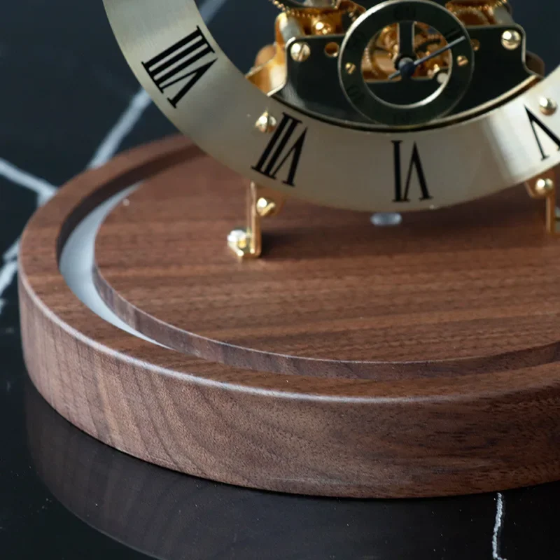 Mechanical Desk Clock Metal Wood Office Table Clock Tabletop Luxury Interior Clocks Aesthetic Bedroom Decoration Accessories view 5
