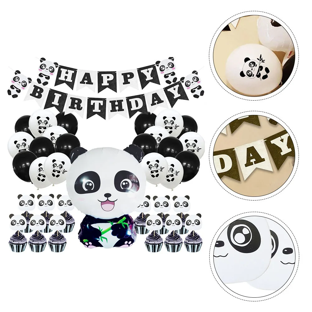 

35Pcs Panda Pattern Birthday Balloons Set Party Decorations Birthday Accessories Cake Toppers Banner Ornaments