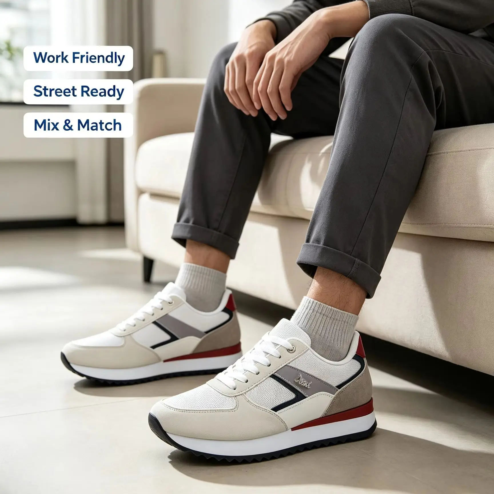 New Men's Retro Spliced Sneakers, Soft Sole Comfort Thick Sole Daily Casual Shoes for Outdoor Sports & Running