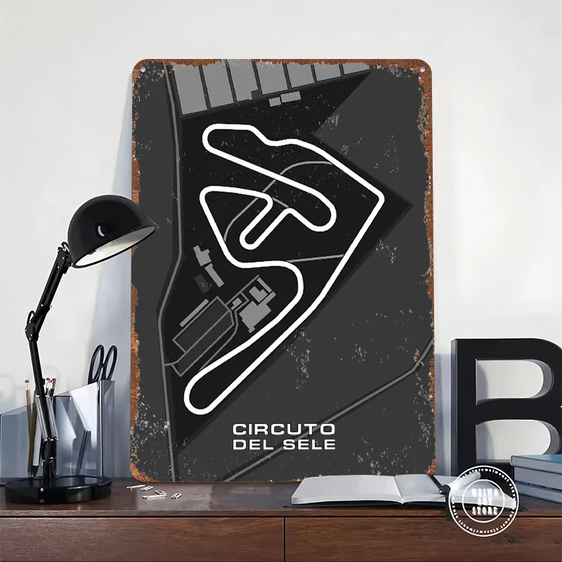 Circuito Del Sele Race Track Map Poster Retro 3D Printed Metal Signs Customized Wall Hanging Gift for Bedroom Decoration Room