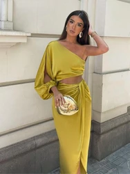 Women's Dresses One Shoulder Cut Out Asymmetrical Satin Long Dress  Loose Solid Color Fashion Comfy Elegant 2024 Summer