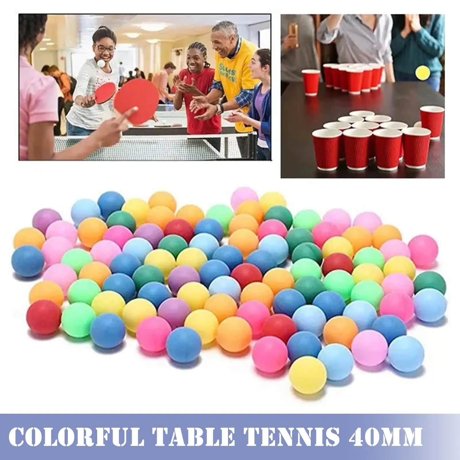 Pelota de tenis de mesa de Color aleatorio, 5 uds., 40mm PP para lotería, cerveza, Bar, equipo de construcción, entrenamiento para niños, juguete de luz nocturna de plástico