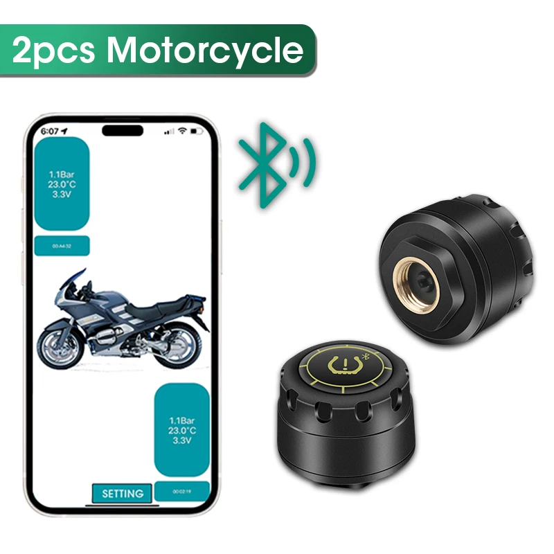 Auto TPMS Reifendruckkontrollsystem Bluetooth 5.0 Handy Display Motorrad Auto Reifendrucksensor für LOS Android
