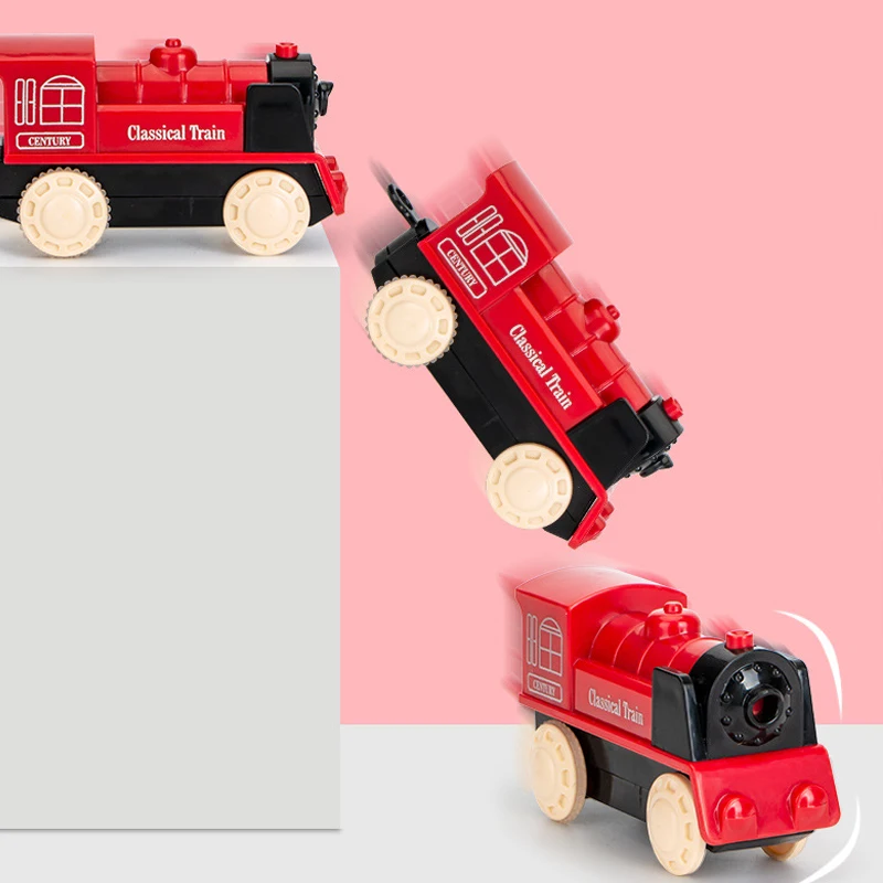 DIY Rail Car Children Toys Puzzle Assembled Railway Electric Train Track Building Block Track Train Set Christmas Gift for Kids