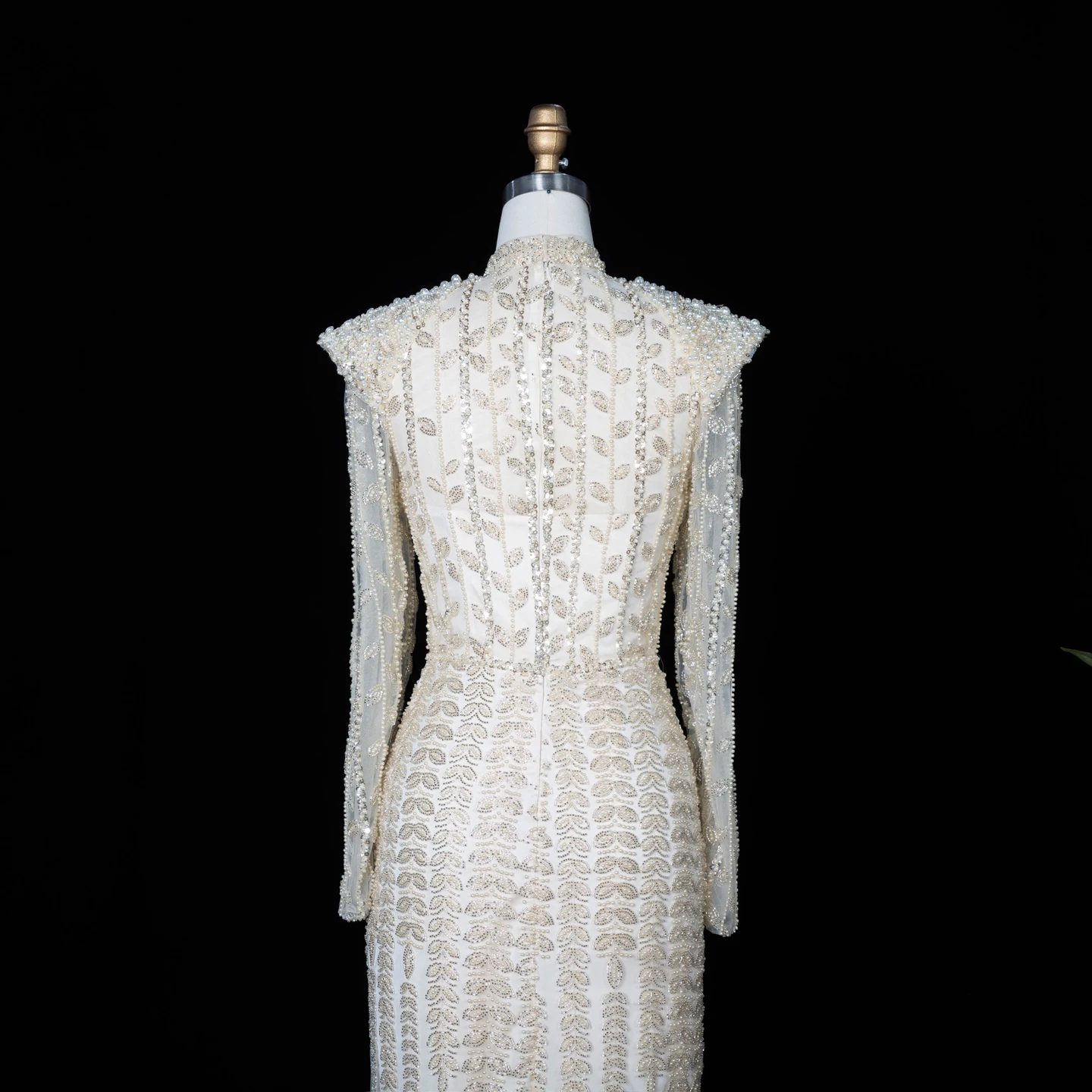 Sharon Said Luxuriöses Dubai Rosa Perlenbesetztes Abendkleid mit Langen Ärmeln Saudi-Arabisches Hochzeits-Bankett-Partykleid SS696 Maßanfertigung – Detail 17