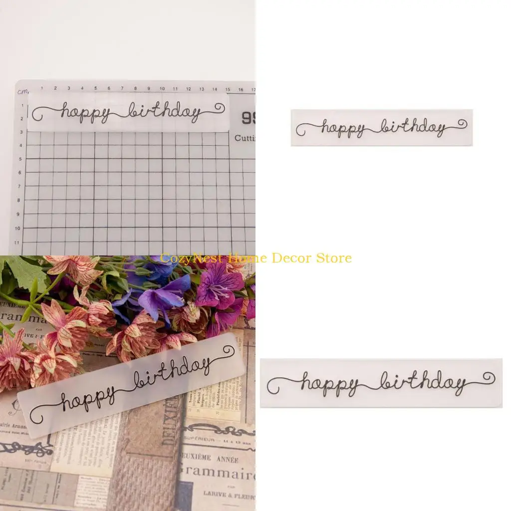 92MF Plastic Litsing Polder Template Diy Scrapbook Photo Almb Card Craft Happy Bir