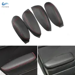 4pcs Soft Leather Armrest Cover For Kia K3 Car Interior Door Armrest Handle Panel Skin Cover Trim with tools Accessories