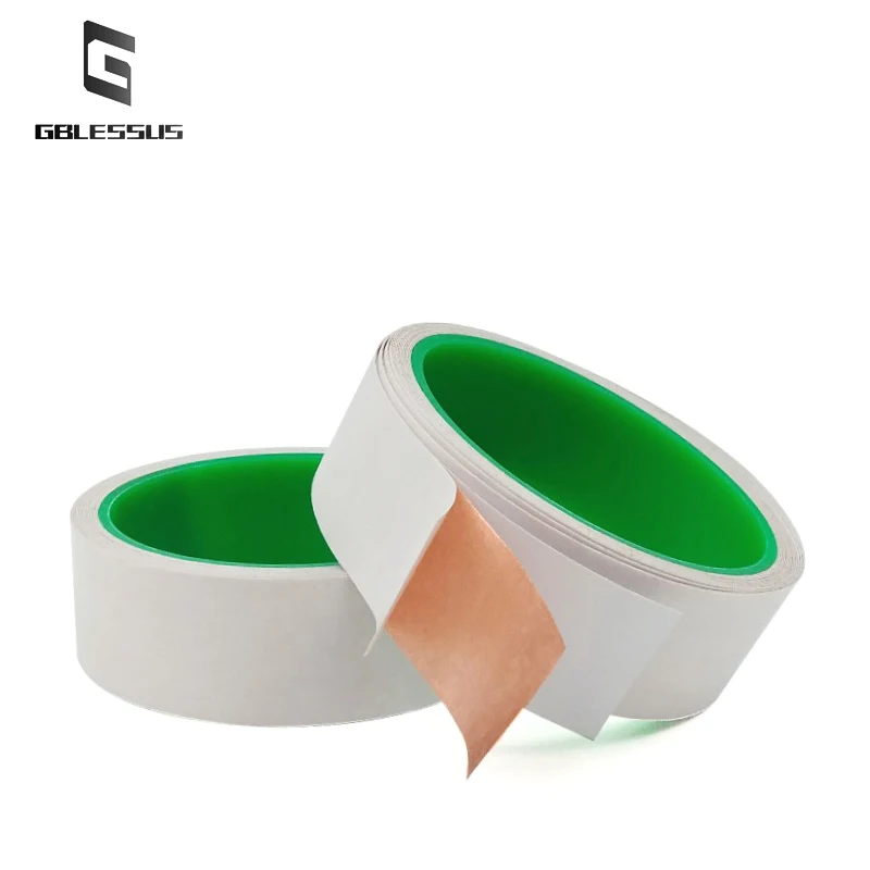 Conductive Copper Foil Double-sided Tape Stick Pure Paper  High Temperature Resistant Electromagnetic Signal Shielding 0.06mm