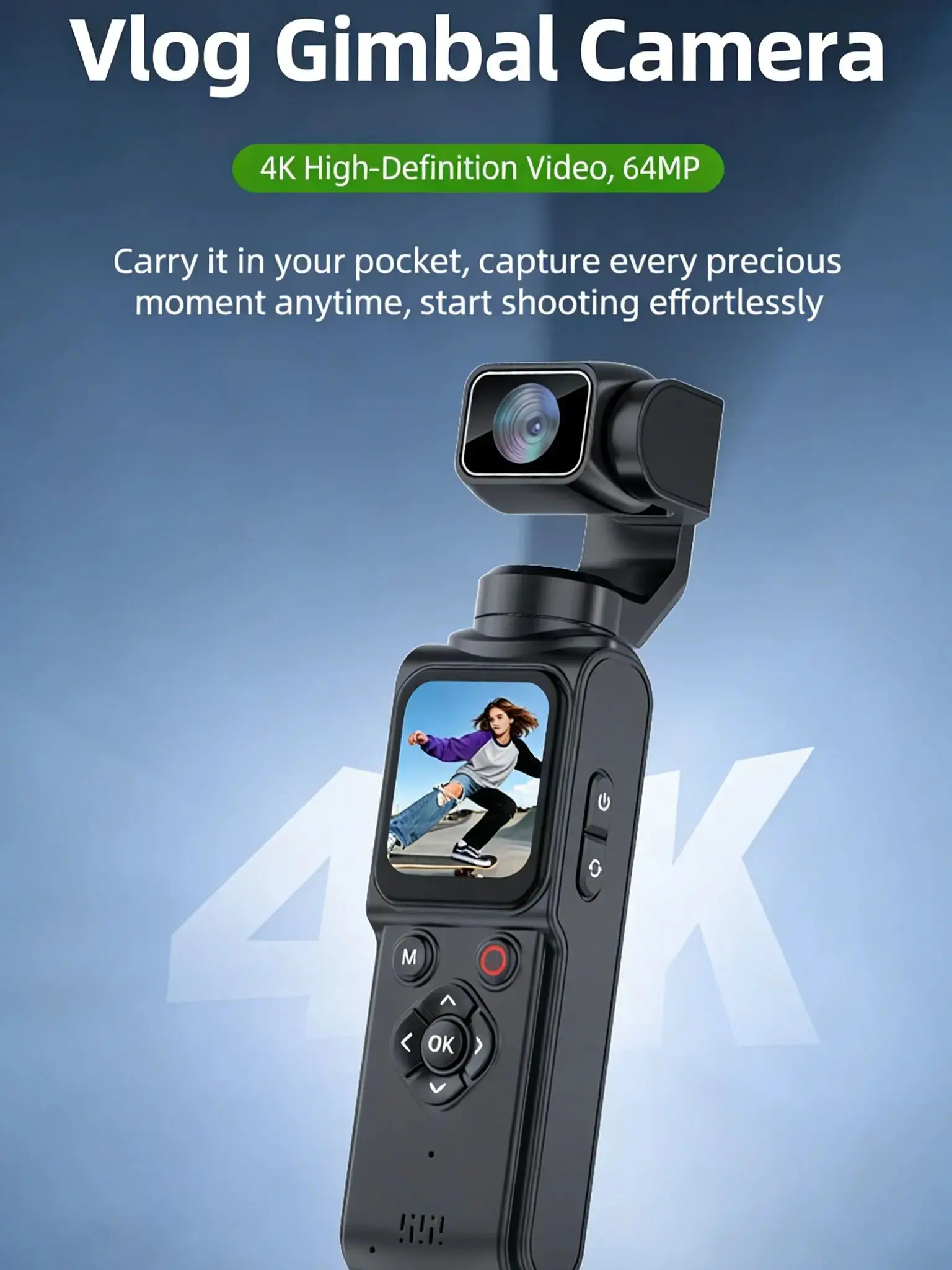 4K Ultra One-tap WiFi Pocket Gimbal Camera 330 °   Automatische tracking rotatie sportcamera handheld stabilisator met slimme beautyfunctie - afbeelding 2