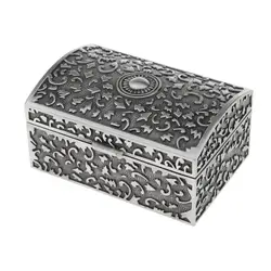 Metal Vintage Jewelry Box Rectangle Zinc Alloy Trinket Treasure Chest Ring Earrings Gold Coin Case Storage Organizer