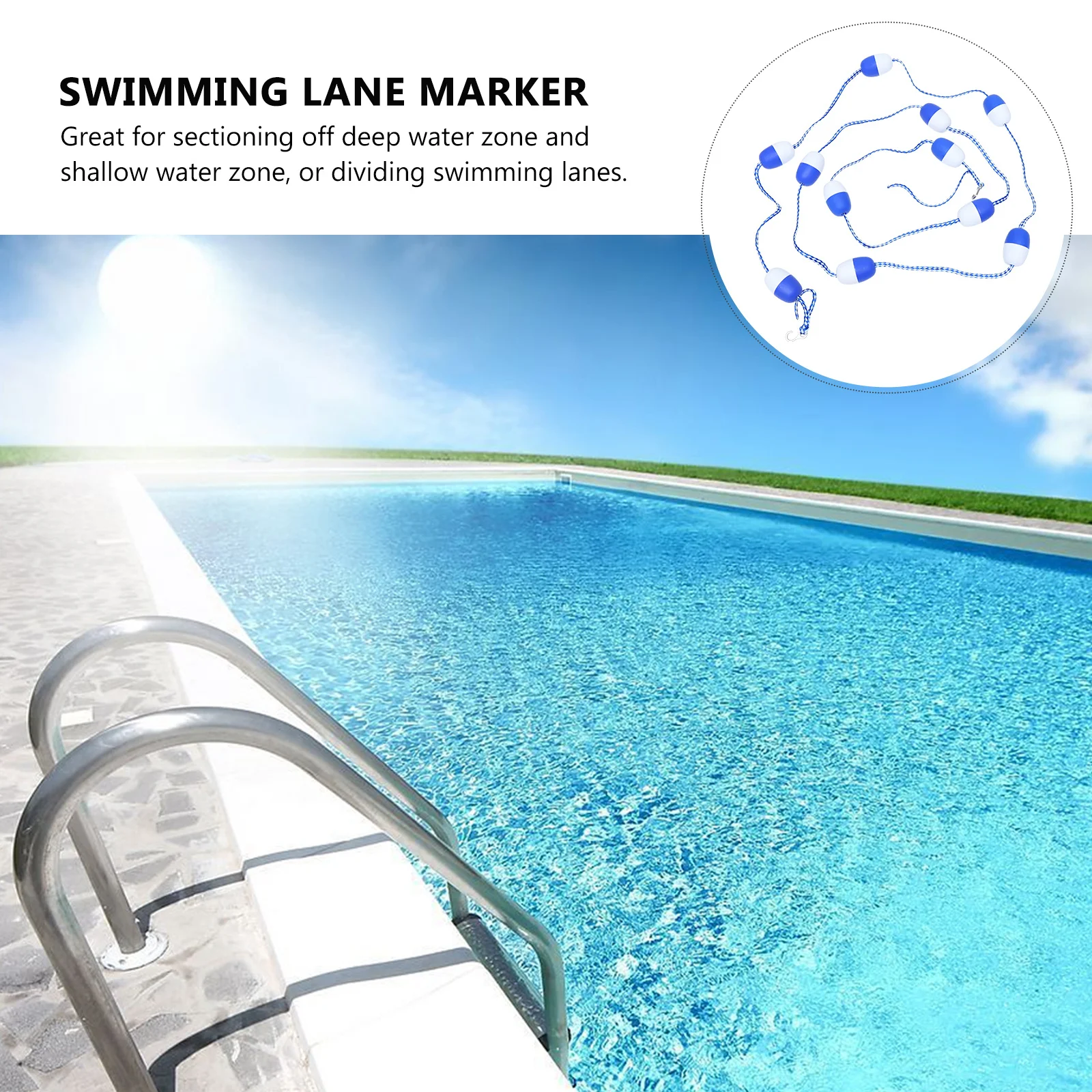 

1Pcs Swimming Lane Marker 5m Floating Buoy Line Stable Durable Pool Dividing Safety Rope for Swimming Lane Marking Accessories