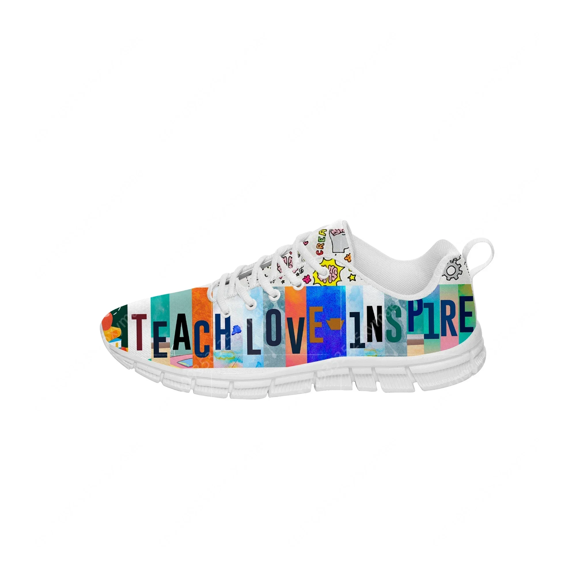 

Teach Love Inspire Low Top Sneakers Mens Womens Teenager Casual Shoes Canvas Running Shoes 3D Print Breathable Lightweight shoe