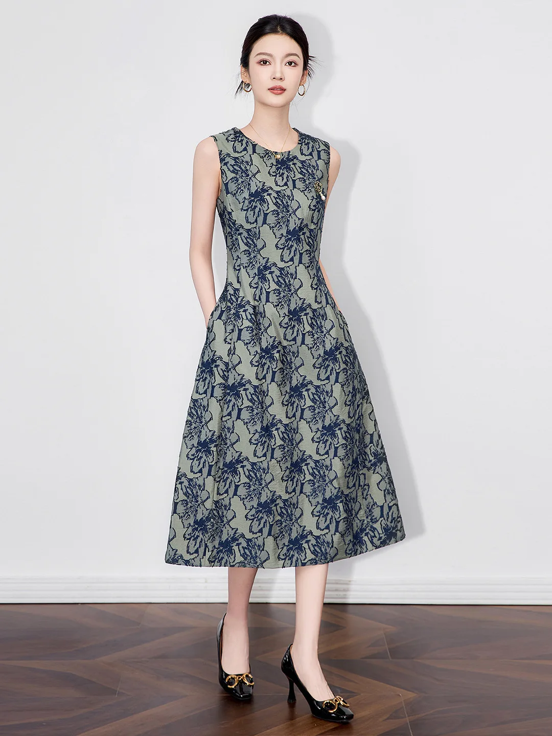 

Ele Camellia Design Svel Vest Dr French Sle Floing mid Waist Soft Polyester Fiber No Elastici Autumn Wear