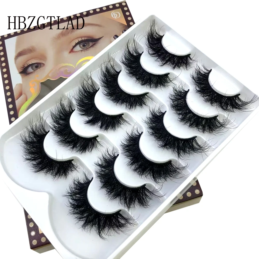 6 Pairs 23mm 3D Mink Lashes Bulk Russian Volume Fluffy Natural False Eyelashes Thick Dramatic Mink Eyelashes Wholesale maquiagem