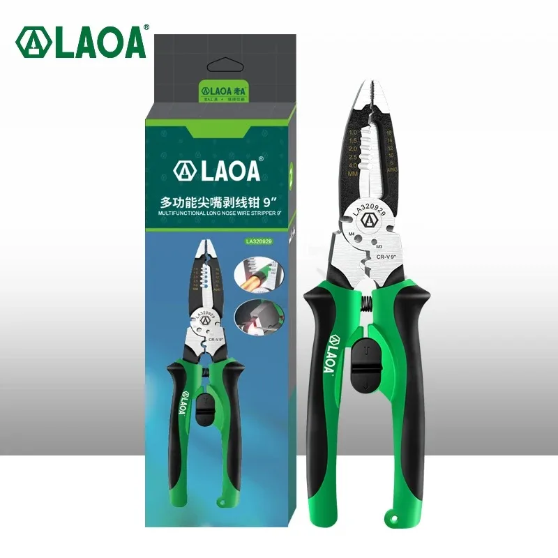 LAOA 9inch Wire Stripper Pliers Cable Cutters 1-4mm² Stripping Wood Screw M3 M4 Nail Cutting Crimping Electrician Hand Tools