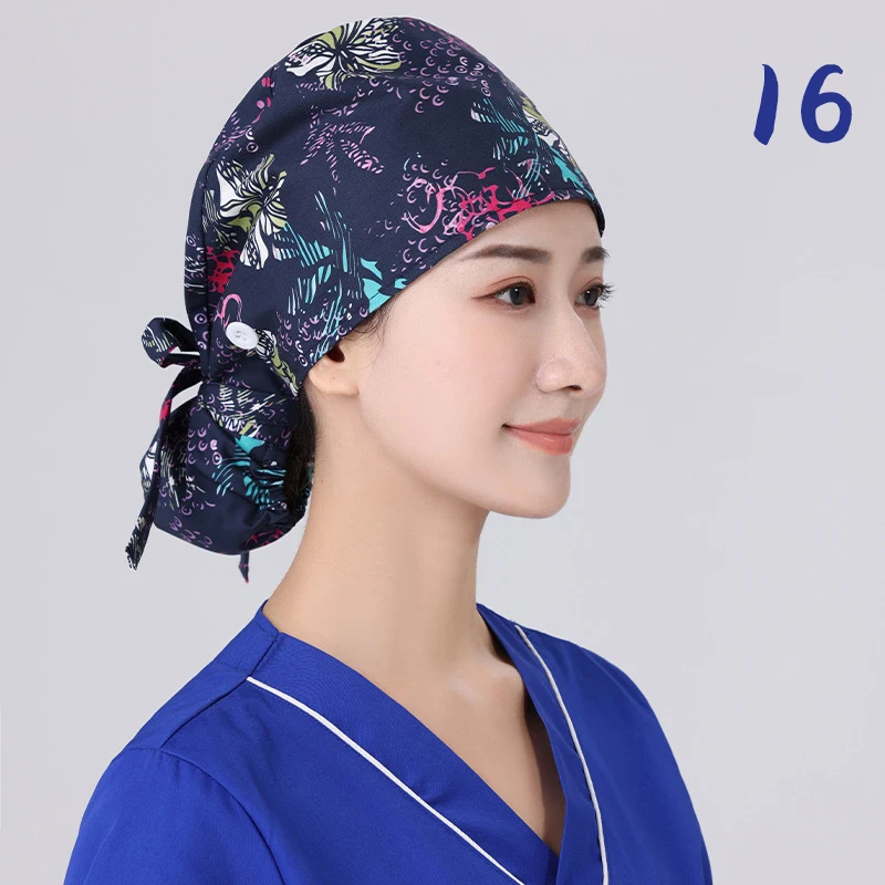 Unisex Adjustable Tie Back Scrub Hat, Beauty Salon Cap
