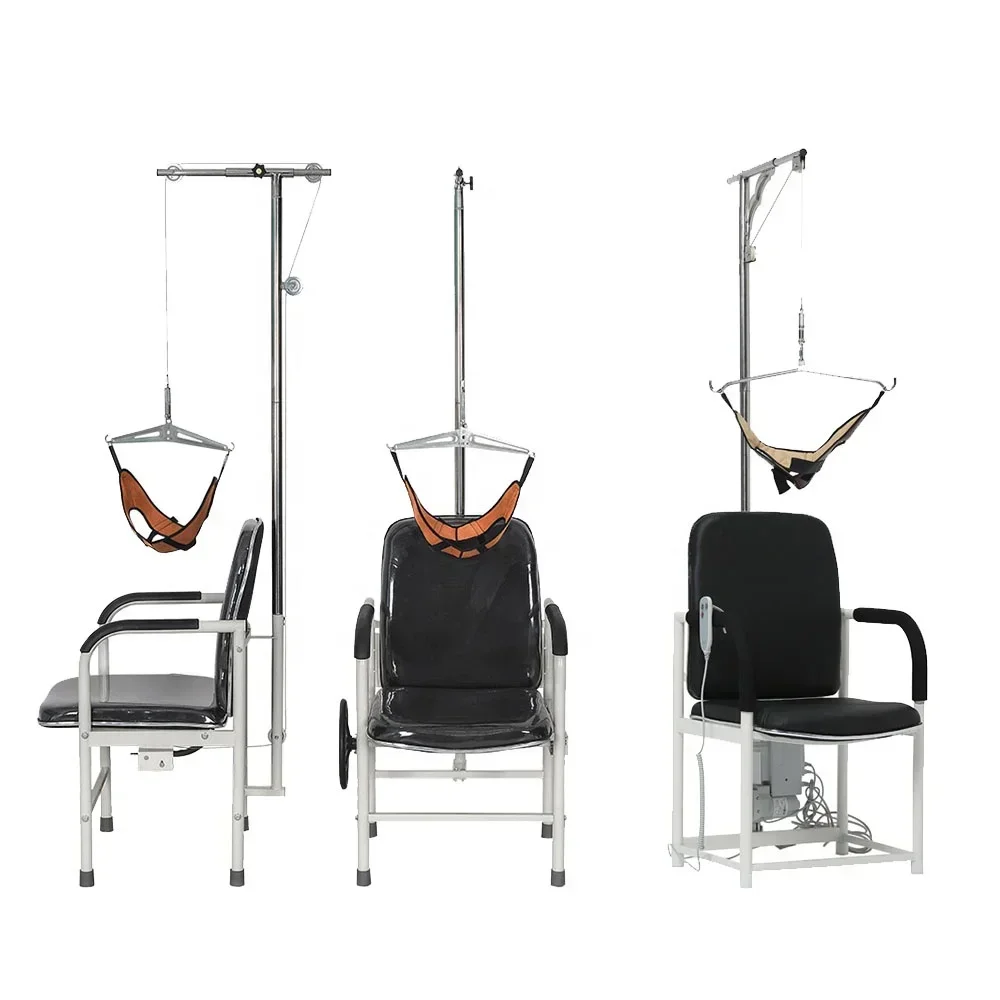 Medical cervical and lumbar traction bed stretcher