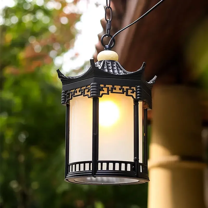NEW Outdoor Waterproof Pendant Light Retro Balcony Corridor Aisle Grape Frame Lamp European Creative Courtyard Lamps Fixture