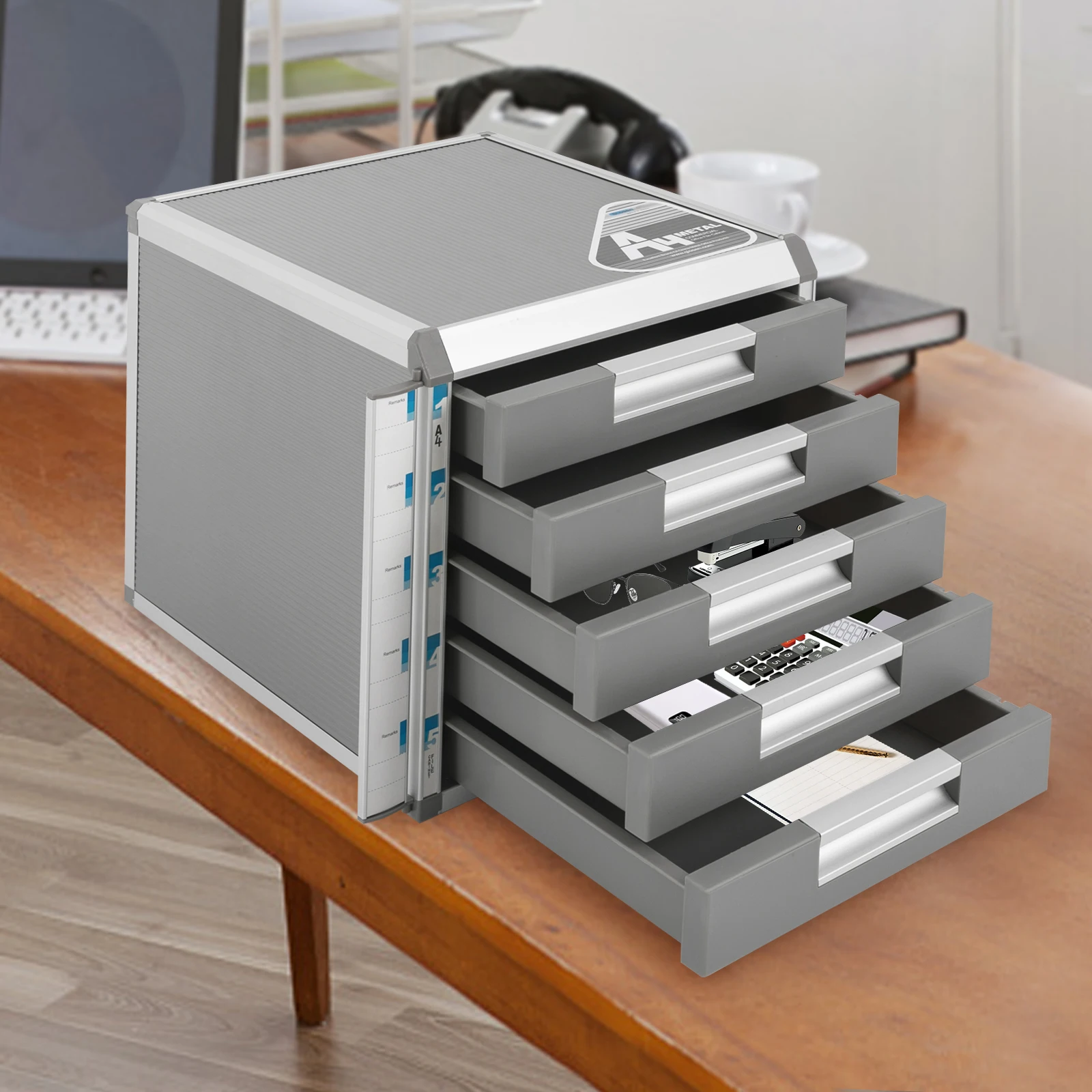 

5-Storey Aluminum Alloy Storage Cabinet Multifunctional Storage Box Locker With Lock Used In Offices and Homes