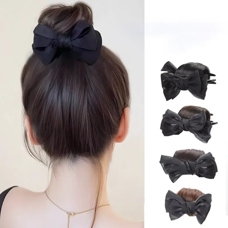 

Синтетический шиньон с бантом, заколка для головы, сумка для волос, женская имитация волос, высокий череп, цветок, бутон, голова, парик, повязка на голову