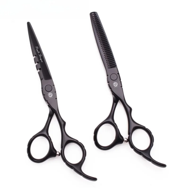 Professionelle Friseurscheren 5,5" 6" Edelstahl-Haarscheren Schwarze Haarschneidescheren Friseursalon-Effilierscheren Z1010