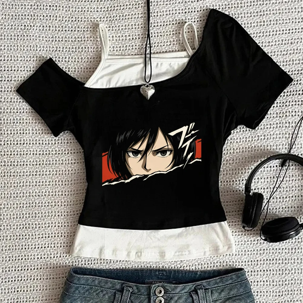 Attack on Titanic cropped top ladies summer clearance sales streetwear y2k dollette t-shirt 2000s goth gyaru cutecore