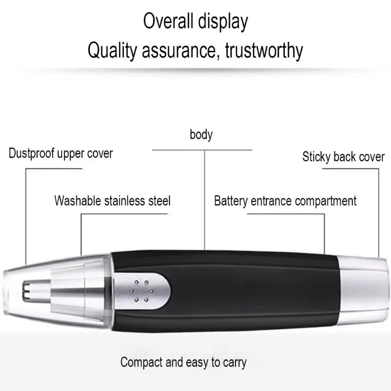 Battery-Powered 3-in-1 Grooming Trimmer – For Nose, Eyebrow & Ear Hair, Versatile All-in-One Tool Shaving Nose Face Care Kit