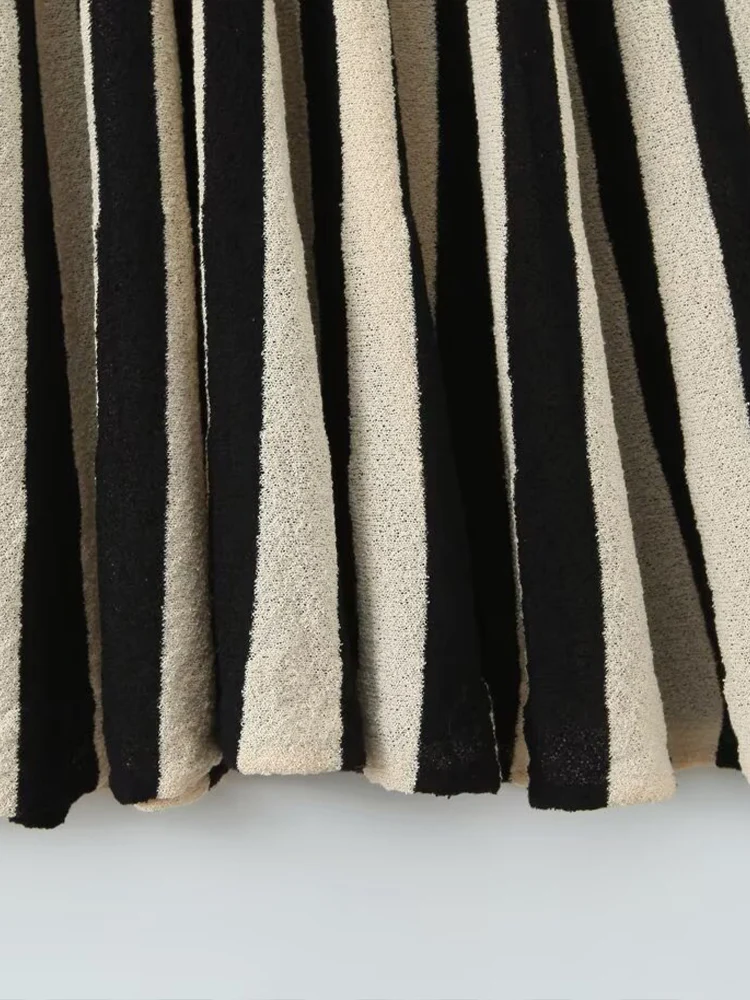 Europäischen und Amerikanischen stil herbst frauen neue mode temperament rundhals ärmelloses gestrickte gestreifte kleid