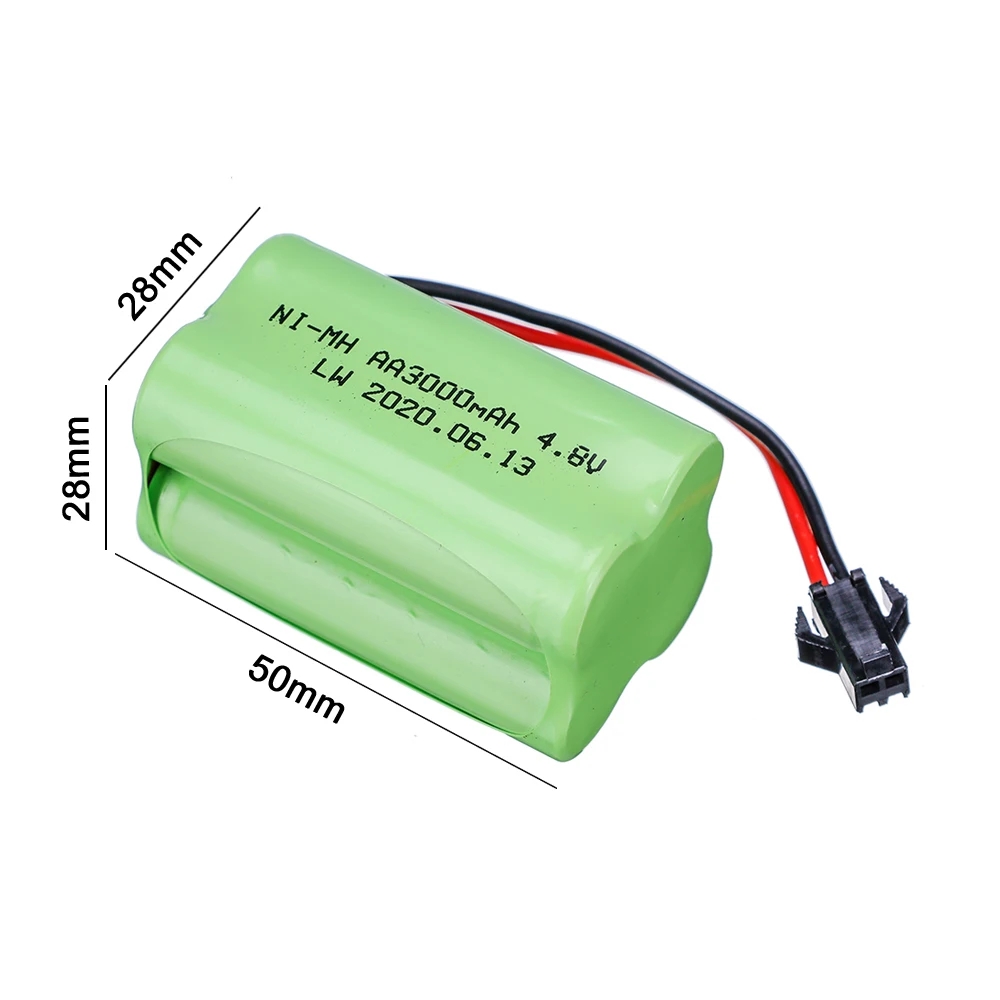 4.8V 3000mah NiMH Battery SM Plug and Charger For Rc toys Cars Tanks Robots Boats Guns Ni-MH AA 4.8 v Battery Pack toy accessory