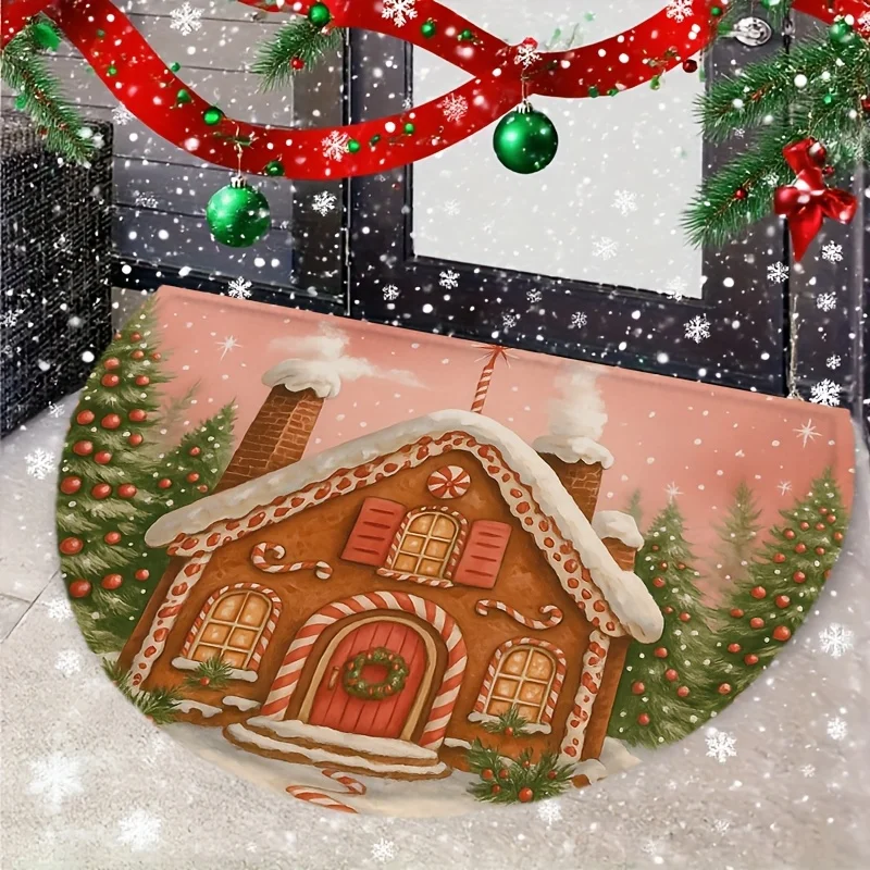 Black Gold Bell Star Merry Christmas Printed Doormat for Front Porch Courtyard Outdoor Terrace Festive Gift Boxes Non Slip mat