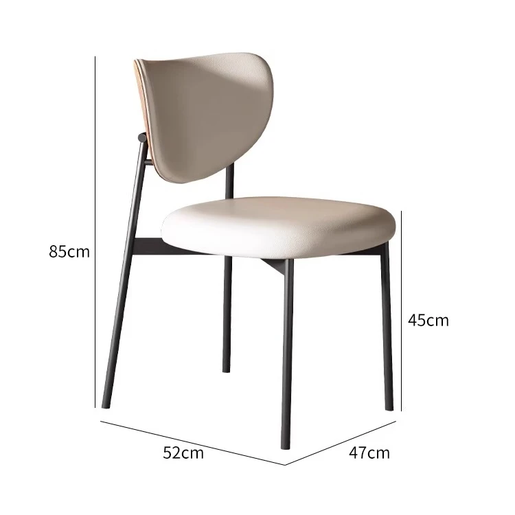 Minimalist Luxury Dining Chairs Iron Leg with PU Leather Backrest Chair Upholstered Seat Kitchen Restaurant Hotel Coffee Shop