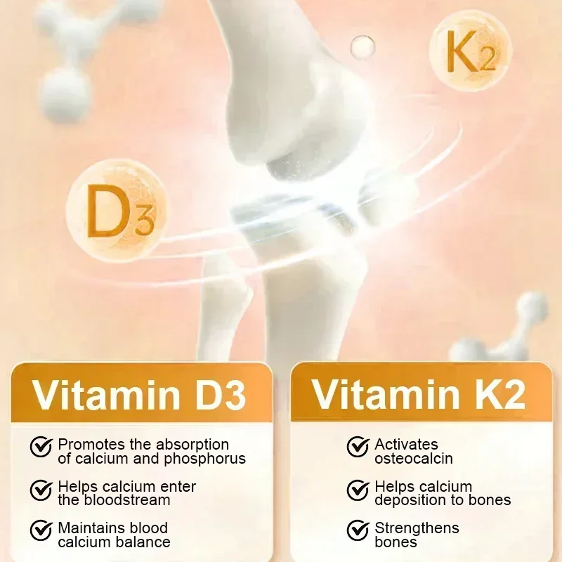 Soomiig Vegetarian Vitamin D3+K2 Capsules Helps with Calcium Metabolism Joints Bone Health Heart and Immune System Health