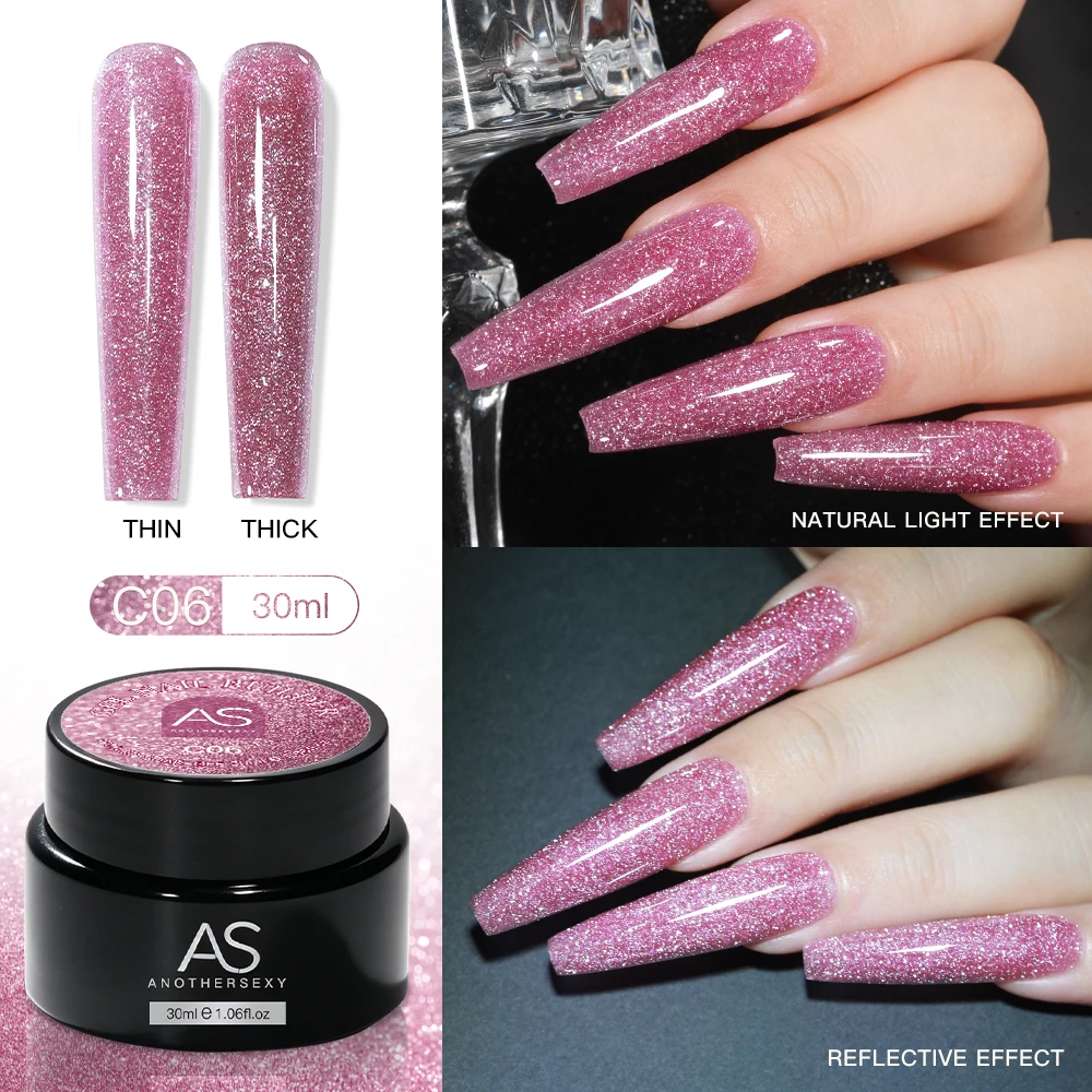 30g Silber Reflektierendes Aufbaugel für Nägel Funkelnder Glitzer Roter Nagelverlängerungslack Semi-Permanenter Gel-Lack