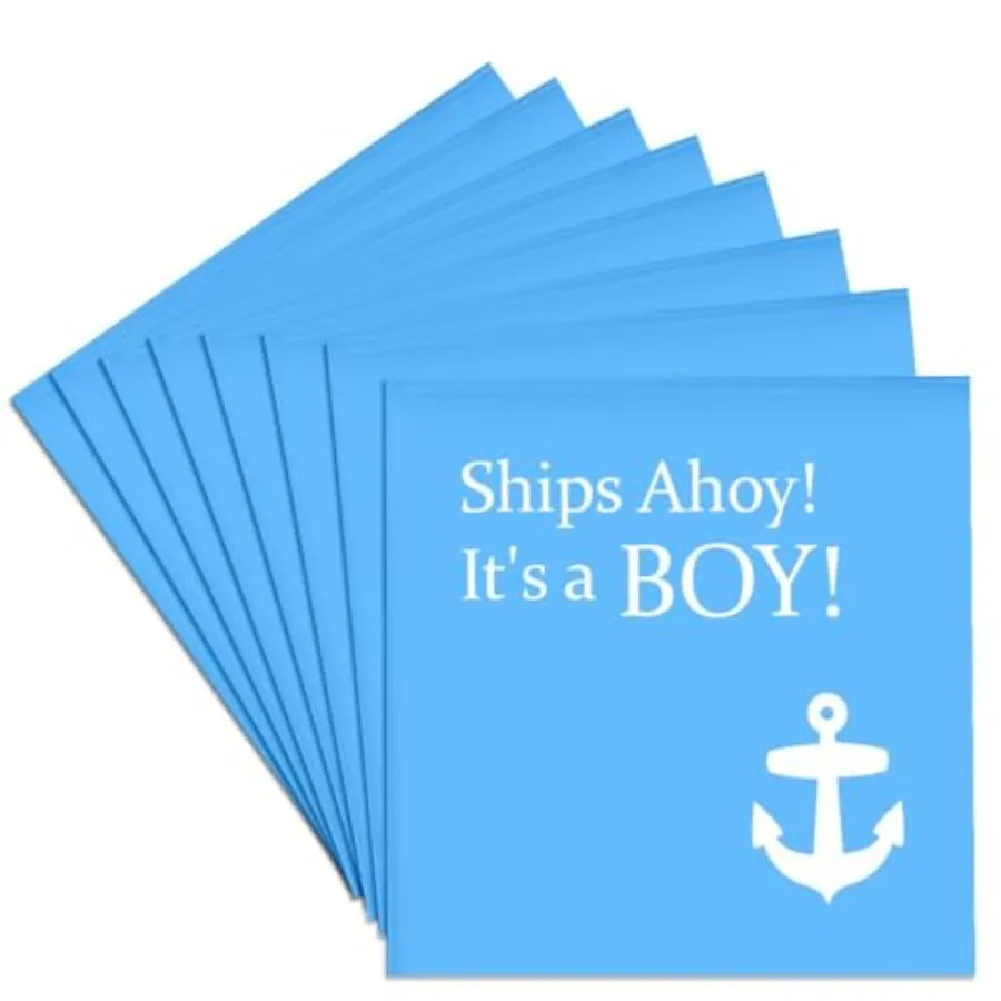 

LLC cst_151388_4 Ceramic Tile Coasters "Ships Ahoy its a Boy-For Baby Showers" Set of 8