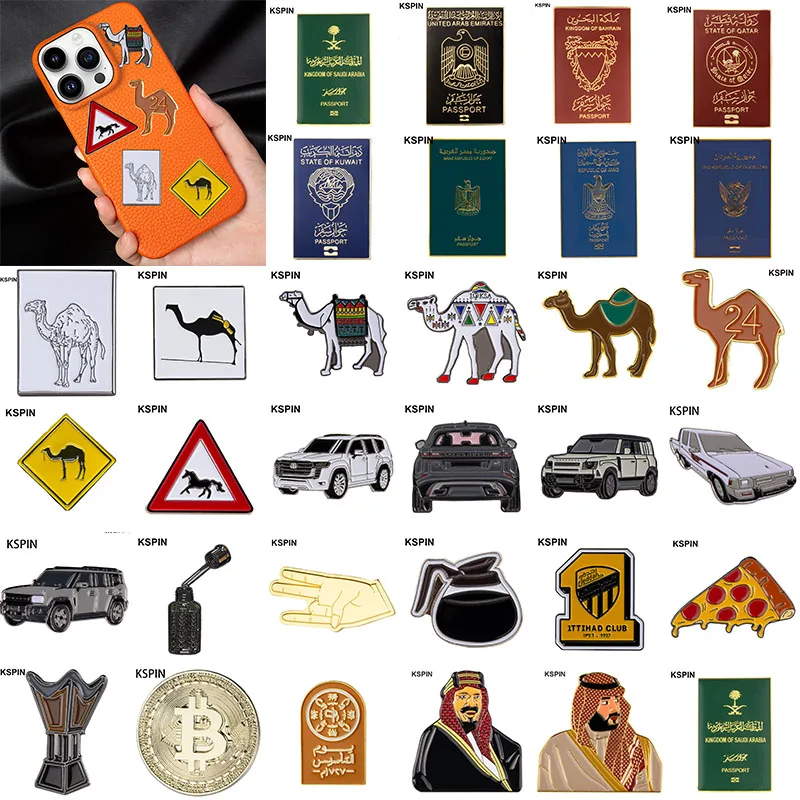 Saudi Arabia Mobile Phone 3M Sticker Badge Metal Pin Broooches Pins