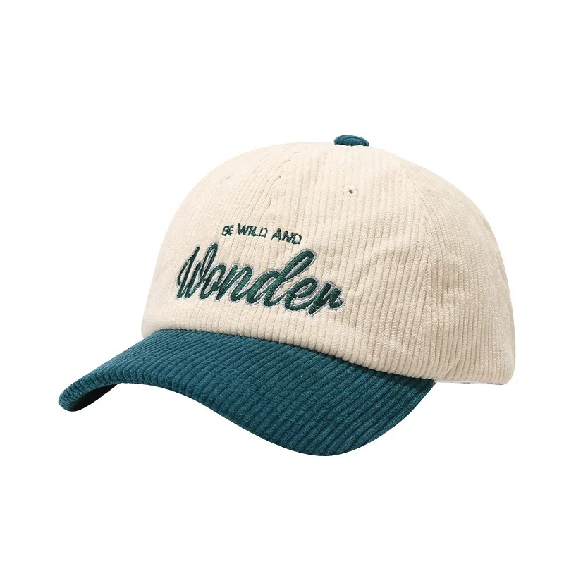 WONDER Embroidery Baseball Caps Fashion Boys Girls Corduroy Green Snapback Caps Women Men Outdoor Streetwear Sun Hat Hip Hop Hat