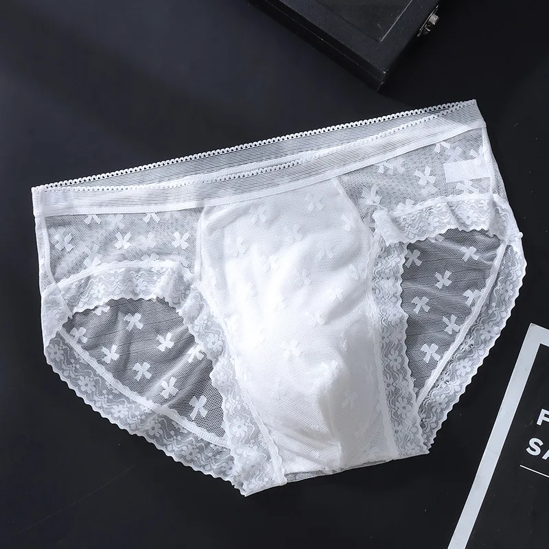 

Seamless Ice Silk Men's Panties Quick Drying Lace Ultra-thin Undies Briefs Elastic 3D Pouch Underwear Breathable Sexy Underpants
