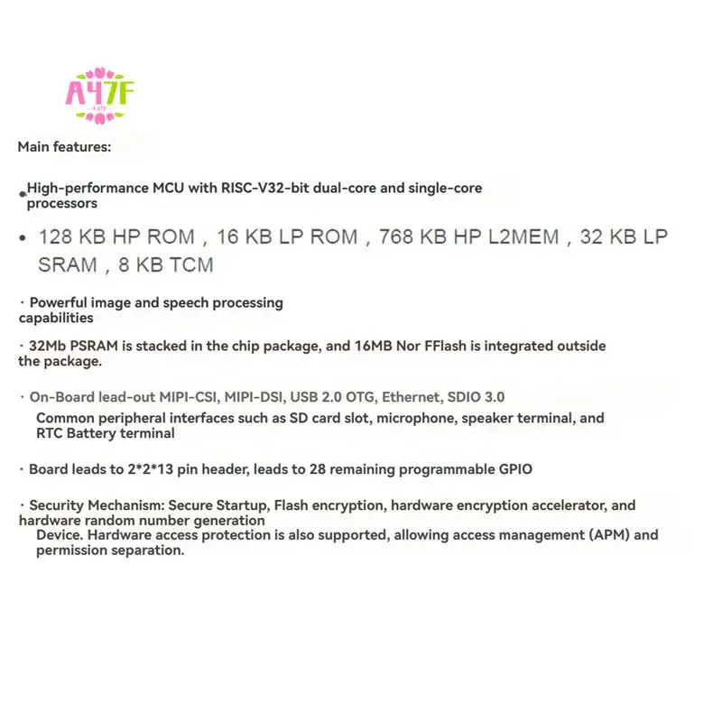 

A47F-ESP32-P4-NANO Макетная плата + модуль POE + комплект динамиков Двухъядерный RISC-V Wi-Fi6 Bluetooth5/BLE RJ45 100M Ethernet-порт
