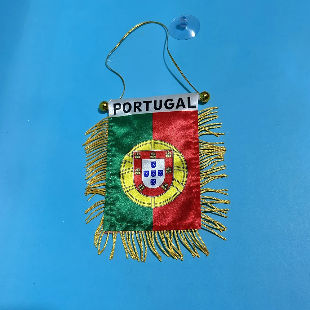 (SKY FLAG)Portugal Car Window flag 8*12cm Polyester double side printed Portugal Hanging Flags Portugal Mini flag